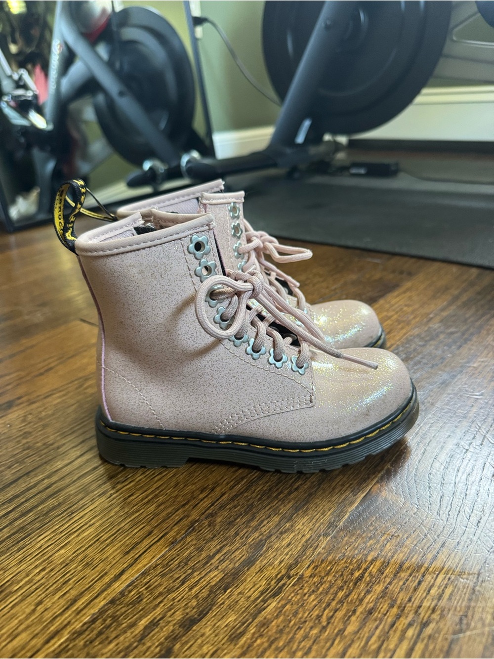 Pink Glitter Lace-Up Kids Boots